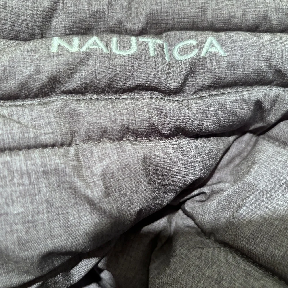 New Men's Nautica Reversible Gray Navy Blue Ski Puffer Winter Coat Jacket XL - Picture 9 of 9
